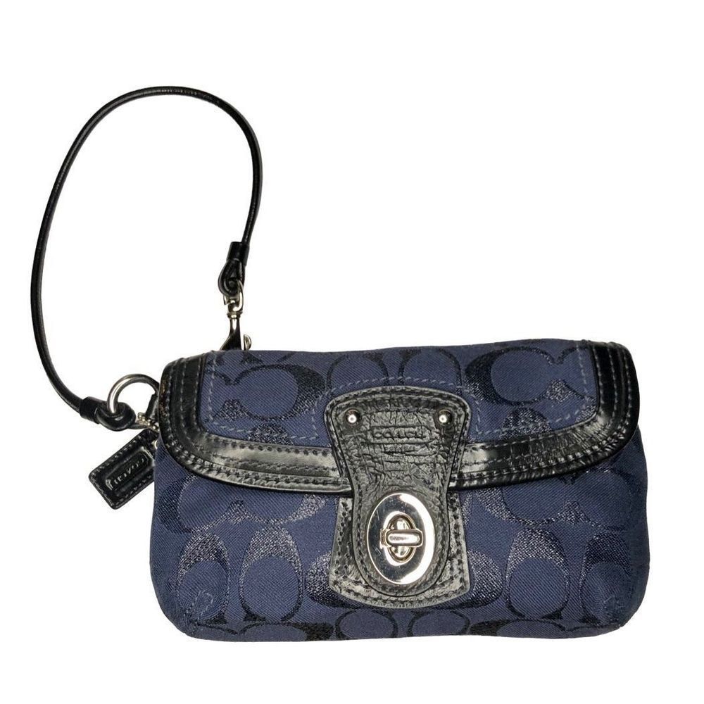 Coach navy blue Signature Clutch, Wristlet, Pouch NWOT